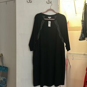 Black dress w/embroidered trim from J Jill.